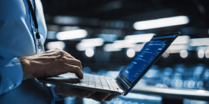 IT consultant helping business team plan computer upgrade and Windows migration